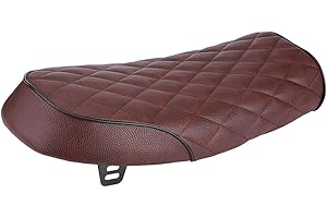 ‎QIILU Qiilu Motorcycle Bench Seat Cushion Seat Pad PU Leather for CG125 GN CG CB400SS (Brown), brown