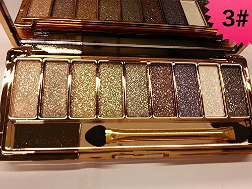 Sannysis Set di trucchi con palette di ombretti e pennello, con 9 colori brillanti come diamanti e glitter luminosi (Color1) (color3)