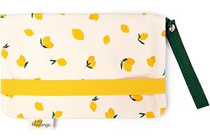 Tiny Blessings Windeltasche mit Wickelunterlage für unterwegs, Extra Starkes Verschlussband, Schlaufe zum Tragen/Hängen, Mit viel Platz, Babyparty-Geschenk (Lemons)