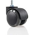 HJH Office 619007 5X Ruote per Pavimenti duri Filettatura M10 (Confezione da 5) per sedie da Ufficio, Pavimenti duri, parquet