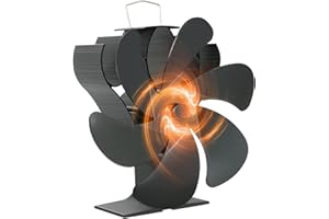 BSWAY 𝐔𝐩𝐠𝐫𝐚𝐝𝐞 Ventilateur Poele à Bois 6 Pales, Ventilateur Cheminée Alimenté par la Chaleur, Ventilateur de Poêle pour Brûleur Bûches de Poêle, Fonctionnement Silencieux
