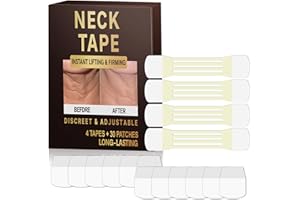 SINBRON Neck Tape Lifting Invisible - 30PCS Instant Lift for Sagging Skin & Wrinkles, Hypoallergenic Neck Behind Lift Tape for All Skin Types (4 Elastic Bands + 30 Replacement patches)