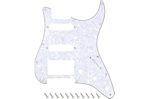 Banworks 4 Ply Strat HSS Pickguard 11-Hole Electric Guitar Pickguard SSH Scratch Plate for USA/Mexican Modern Style Standard Stratocaster ST JT/HB-02 White Pearl