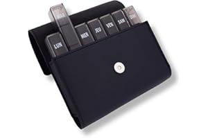 MEDIPILL - Pilulier Semainier Français | Organisation Hebdomadaire des Médicaments | 28 Compartiments | 7 Jours, 4 Moments de Prise par Jour | Sacoche Aimantée Incluse | Une pièce | Noir | MED-S28M-NN