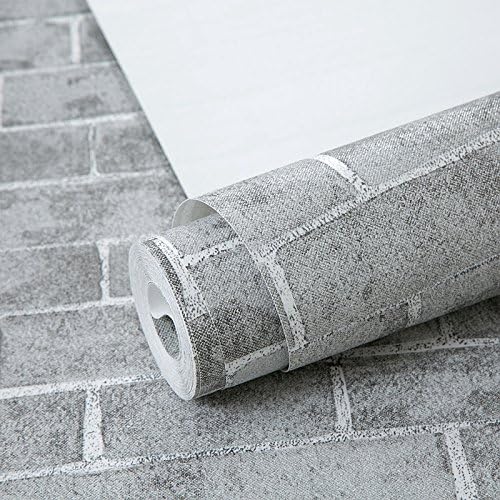 AZZJGrey Chinese 3D Brick Wallpaper Clothing Shop Beauty Salon Hotel Hotel Barber Shop Concise Popular Brick Wallpaper 9.5*0.53M,Elegant Grey