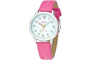 KDM Kids Watch Boys Girls Analogue Watch Luminous Time Teacher Watches for Girls Ages 3-12, Boys Leather Watch Waterproof Childrens Watch Quartz, Kids Gifts