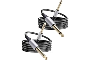 DOZYLIVE 2 Pack Guitar Cable with 6.35mm Straight Jack to Jack, 1/4" Instrument Cable 2m with Gold Plated Connectors, Amp Balanced Lead Nylon Braiding for Electric Guitar Bass Keyboard Mixer Amplifier