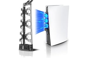 NexiGo PS5 Ventilador de refrigeración con luz LED, para discos y ediciones digitales, Sistema de enfriamiento eficiente, Fác