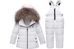 Jueshanzj Kinder Daunen-Skianzug Winter Puffer Jacke Schnee Latzhose 2-teiliges Set