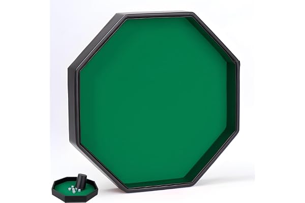 DBAILY Tärningsbräda, tärnmatta med filtstativ, rulleplatta Dice Rolling Tray, i syntetiskt läder fodrad med filt, oktogon tärningsplatta för källar-crawler spel