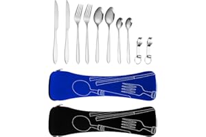 ZEHAN ZITONG Edelstahl Besteck Campingbesteck,2 Personen Campingbesteck Set, Löffel, Flaschenöffner und Bestecktasche, tragbar, Geeignet für Schule, Büro, Firma, Campingbesteck -zubehör
