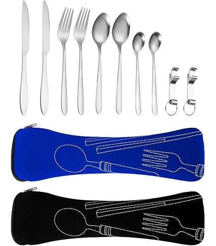 Set De Couverts Camping Acier Inoxydable Pour 2 Personnes - Fourchette, Cuillère, Couteau - Pique-nique