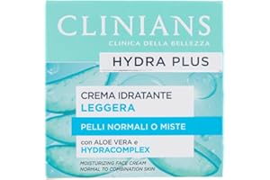 CLINIANS | Hydra Plus Crema Viso Idratante Leggera, Dermatologicamente Testato, Made in Italy, 50 ml