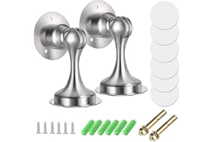 Shackcom 2pcs Butoir de Porte Magnétique en Acier Inoxydable Butées Arrêts de Porte Door Stoppers pour Montage Mural ou au Sol avec Ruban Adhésif Double Face ou Vis - Inutile de Percer