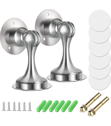 Fermaporta Magnetici Senza Fori - Set Di 2 In Acciaio Inox Con Adesivo