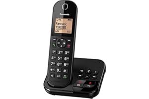 Panasonic KX-TGC420FRB Téléphone Numérique Sans Fil Répondeur Numérique, Base et Combiné Simples, Mains Libres, Identification de l'Appelant, Blocage des Appels Indésirables, Eco Plus, LCD, Noir