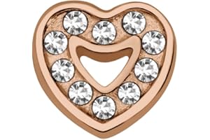 Quiges Charm Flottant Or Rose Coeur avec Zircone pour Les Médaillons de Mémoire