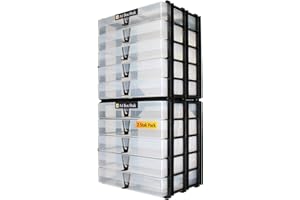 WestonBoxes A4 Box Stak, Stackable Craft Storage Box Unit Including Plastic A4 Storage Boxes with Lids (Transparent, Pack of 2)
