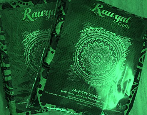 rawyalcrafts indischer Wandteppich, Mandala-Design, rund, Tapisserie, Hippie-/Boho-Stil, Baumwolle, Rund, Yoga-Matte - 4