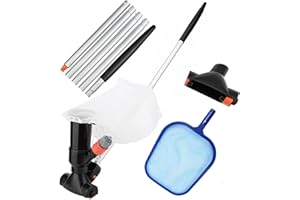 RXXR Pool Floor Cleaner Set Upgrade Pool Vacuum Kit Pool Landing Net Set Leaf Net Swimming Pool Floor NetPool Vacuum Cleaner with Suction Brush Telescopic Rod Deep Landing Net