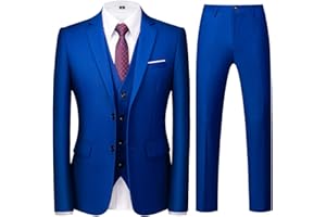 Allthemen Traje de Hombre de 3 Piezas de Ajuste Delgado con un Solo Pecho de Dos Botones Traje de Esmoquin de Boda Chaqueta Chaleco Pantalones