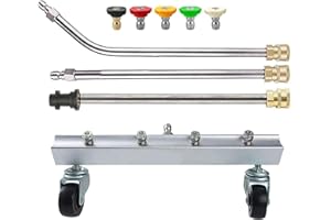 HOLDONELIGHT Pressure Washer Undercarriage Cleaner, Under Car Washer, with Swivel Wheel and 2 Extension Wand, 4000 PSI (Silvery)