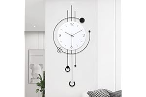 EMITDOOG Large Modern Wall Clock for Living Room Decor Big Decorative Clock Pendulum Wall Clock Battery Operated Non Ticking for Bedroom Kitchen Office Home Unique Clocks Wall Decor 13 * 30 Inch