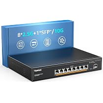 Binardat 6-Port 2.5G PoE Switch Mit 2x10G SFP+ – Für NAS, Gaming, IP-Kameras, Fanless, Plug & Play