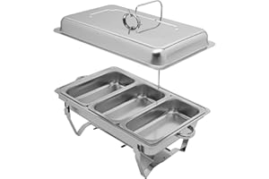 BALIDER MBUYI Chafing Dish - En acier inoxydable - 9 l - Avec 3 palettes - Récipient chauffant pour aliments, chauffe-plats - Chauffe-buffet - Bain Marie pour restauration, buffet et fête