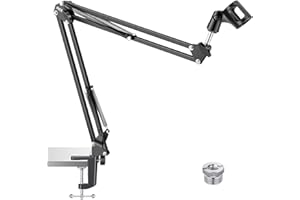 NEEWER Adjustable Microphone Stand with Mount, Maximum Load 1 kg, Microphone Stand for Radio, Broadcast, Voice-Over, Stage and TV Stations, Compatible with Blue Yeti Snowball Yeti X etc. (Black)