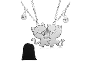 FDCGAS 2 pcs Beste Freunde,Katze passende Halskette Anhänger Mädchen Edelstahl Katze Freundschaft Halskette BFF, Schwestern Anhänger Halskette Freundschaft Schmuck Geschenk, für Freunde, Liebhaber