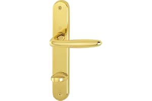 Hoppe Poignée de porte ROISSY – sur plaque WC 90, droite, laiton poli