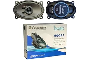 GK SOUND 2 Haut-PARLEURS PHONOCAR Basic 66021 2 Voies coaxial 4" x 6" 9,00 x 15,00 cm 90 x 150 mm 30 Watt rms 60 Watt Max 4 ohm 90 DB Noir, la Paire