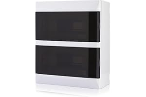 Lion Electric Caja de fusibles de 24 módulos,Armario de 2 filas blanco con puerta transparente IP40, sótanos, garaje y todos los espacios interiores