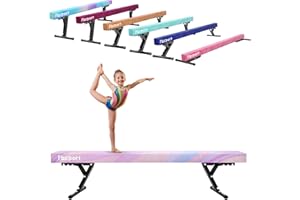 FBSPORT Trave ginnastica artistica per casa regolabile 244CM, trave di equilibrio ginnastica ad alto e basso livello Fascia da pavimento Altamente stabile per bambini 5 altezza regolabiletrave ginnastica