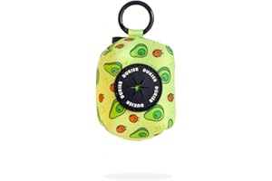 Dukier - Dispensador de Bolsas para Excrementos Perro, Portabolsas de Tela, Accesorio Animales, con Mosquetón, Diseño Avocado