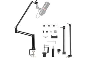 Aolawco Microphone Boom Arm, Microphone Stand with 5/8" & 1/4" & 3/8"Adapter, Rode Mic Arm, 360° Low Profile Mic Arm for Streaming Gaming Podcast Studio Recording Home Office