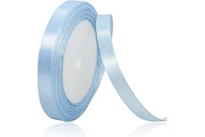 XMASOLD Hellblau 10mm Breit Satinbands, 22 Meters Schleifenband, Geschenkband für Geschenkverpackungen, DIY Handwerk, Blumensträuße, Nähprojekte, Schleifenherstellung, Geburtstags- und Hochzeitsdekorationen