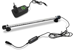 Karinear Aquarium Light Underwater, Barre LED Submersible Lampe de Poisson de Couleur Bleu Blanc étanche avec Contrôle et Minuterie pour Fish Tank, 19 cm, 3.6W