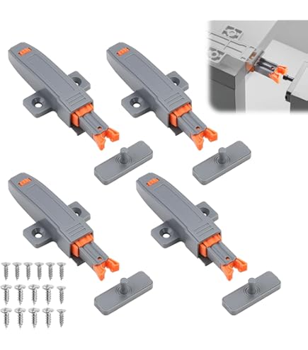 4 Pack Push To Open Door Catches, Single Magnetic Push To Open Touch Release Catches Heavy Duty Magnetic Pressure Touch Latches For Cabinet Cupboard Wardrobe Room Kitchen Bathroom Doors Beige
