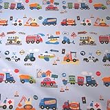 Bindung : Leinwand L1:1 Stoff Meterware Baumwolle Kinderstoff Autos Feuerwehr Traktor Bagger