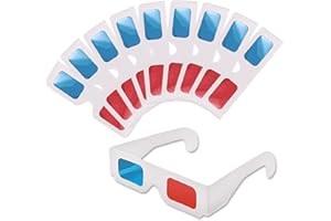 YCSHIPO 3D Paper Glasses for Movies - Red and Cyan Anaglyph Cardboard - 10 Pairs for Home Theater and Video Games