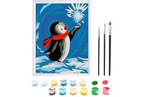 ‎ZIMROBIN Zimrobin Malen Nach Zahlen ab 5 6 7 Jahre Mädchen, Malen Nach Zahlen für Kinder mit Rahmen 3 Pinsel und Acrylfarben, 18 X 24cm（Antarktischer Pinguin）