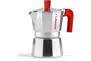 Zanetti, Mama Red Edition, Espressokocher aus Aluminium, Kaffeemaschine für 2 Tassen, Espressokocher mit Anti-Tropf-System, Silikondichtung, ergonomischer Griff, Farbe Rot