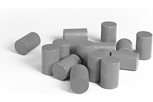 Spieltz graue Spielsteine aus Holz, Zylinder 10x15 mm, Brettspiele oder zum Basteln (Grau, 50 Stück)