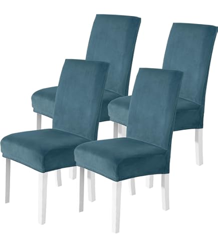 Stoelhoezen met Rugleuning 4 Stuks van Elastisch Fluweel