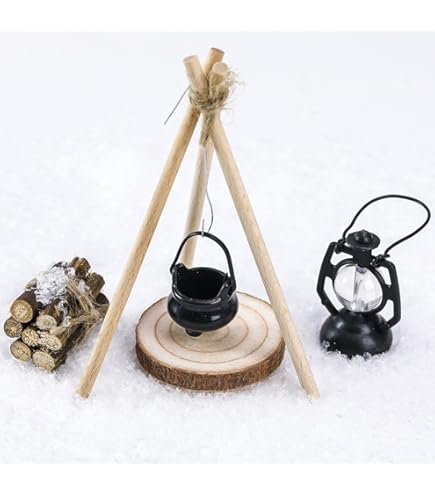 1:12 Miniatur Wichtel Zubehör - Lagerfeuer Mit LED Lampe Für Puppenhaus