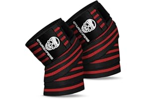 Gymreapers Knee Wraps (Pair) With Strap for Squats, Weightlifting, Powerlifting, Leg Press, and Cross Training - Flexible 72 inch Knee Wraps for Squatting - For Men & Women