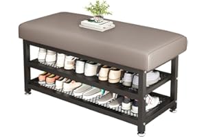 SINBINTA Schuhbank mit Sitz, industrielles Schuhregal mit 2-stöckigem Aufbewahrungs-Organizer, Stahlstruktur-Schuh-Organizer für Eingang, Flur, Wohnzimmer (Grau)