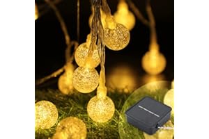 ROXEMIRE Solar Garden Lights Outdoor, 23ft/7M 40 LED Outdoor Solar String Lights Waterproof，8 Modes Solar Powered Crystal Ball Fairy Lights Indoor/Outdoorfor Garden,Patio,Yard,Festival,Parties - Warm White